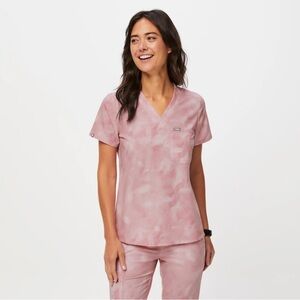 Figs Marbled Rose Catarina One Pocket Scrub Top